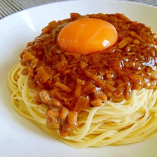 なめたけと納豆の簡単パスタ